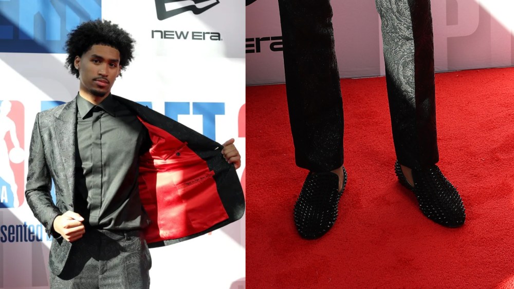 Dylan Harper wore Christian Louboutin Dandelion Spikes Loafers on the NBA Draft Day One red carpet.