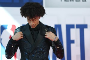 NEW YORK, NEW YORK - JUNE 25: Nolan Traor√© poses on the red carpet prior to the 2025 NBA Draft - Round One at Barclays Center on June 25, 2025 in New York City. NOTE TO USER: User expressly acknowledges and agrees that, by downloading and/or using this photograph, user is consenting to the terms and conditions of the Getty Images License Agreement. Mandatory Copyright Notice: Copyright 2025 NBAE (Photo by Sarah Stier/Getty Images)