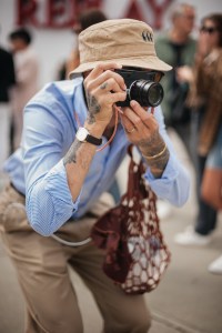 Street style at Pitti Uomo 108 in Florence, Italy, 2025.