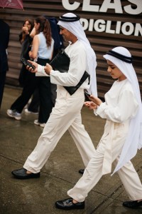 Street style at Pitti Uomo 108 in Florence, Italy, 2025.