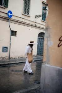 Street style at Pitti Uomo 108 in Florence, Italy, 2025.