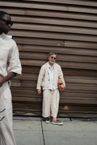 Street style at Pitti Uomo 108 in Florence, Italy, 2025.