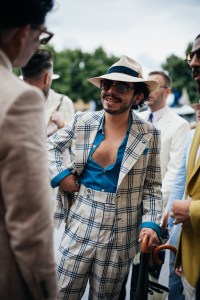 Street style at Pitti Uomo 108 in Florence, Italy, 2025.