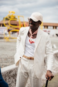 Street style at Pitti Uomo 108 in Florence, Italy, 2025.