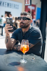 Street style at Pitti Uomo 108 in Florence, Italy, 2025.