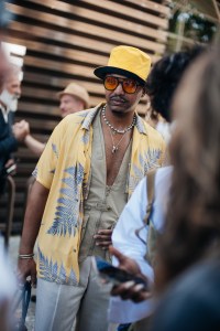 Street style at Pitti Uomo 108 in Florence, Italy, 2025.
