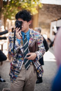 Street style at Pitti Uomo 108 in Florence, Italy, 2025.