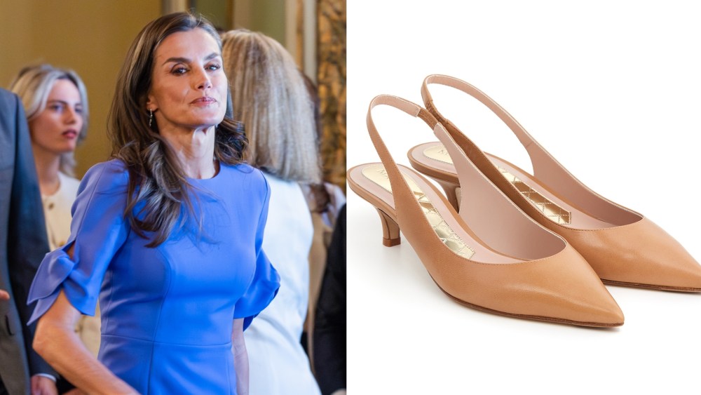 Queen Letizia of Spain in Bruges, Belgium on Friday wearing Magrit sheos.