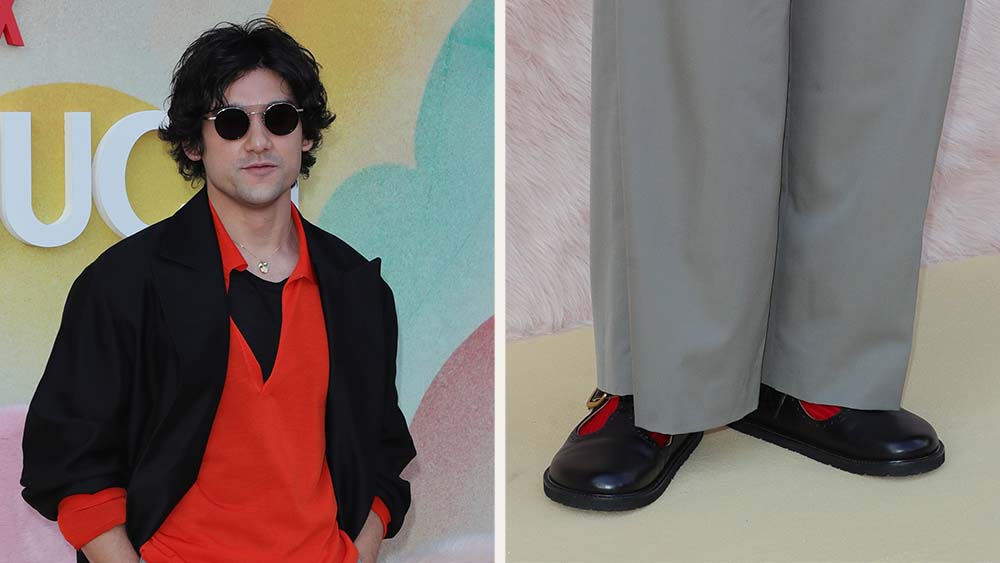 Will Sharpe in Mary Jane shoes at a screening of "Too Much" in London on June 23, 2025.