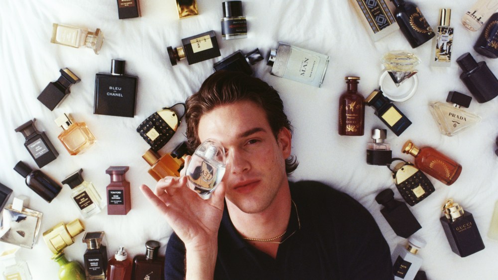 Luca Mornet, a 23-year-old content creator and fragrance collector in New York.