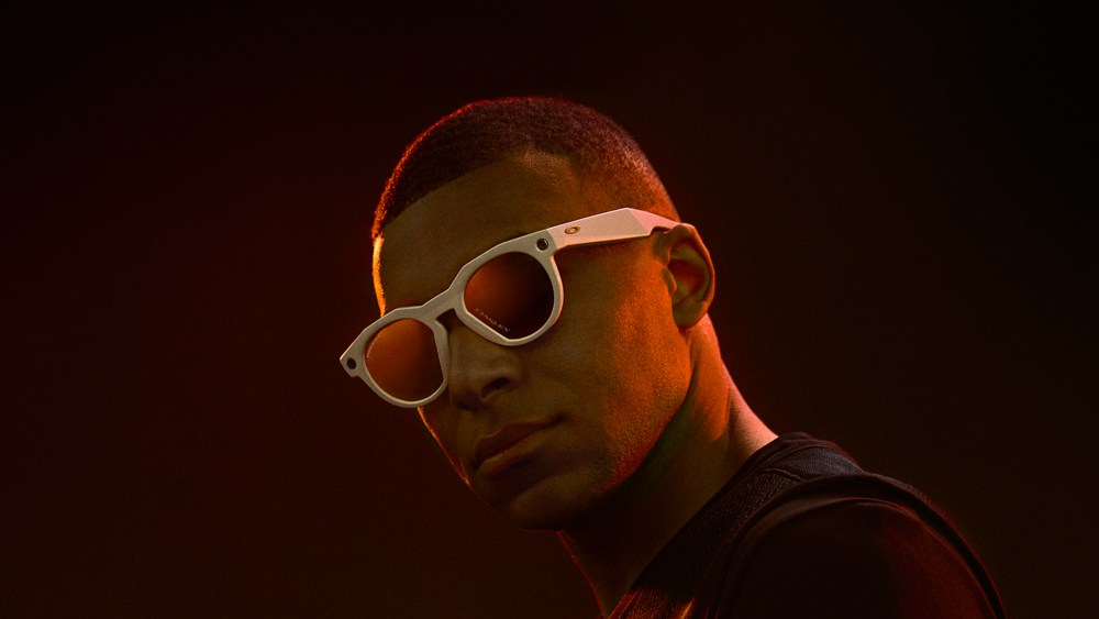 Soccer star Kylian Mbappé in Oakley's new Meta HSTN glasses.