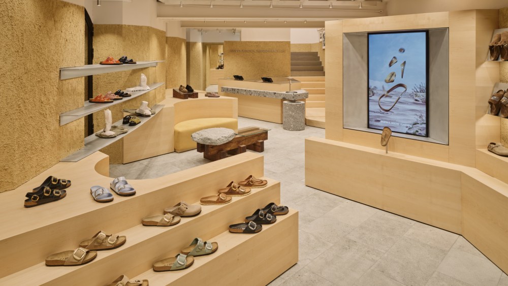 Inside the Birkenstock flagship store in Milan.