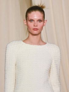Model on the runway at the Chanel show as part of Haute Couture Fall/Winter 2025 on July 08, 2025 in Paris, France.