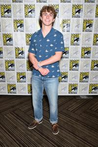 Walker Scobell at the "Percy Jackson and the Olympians" press line at the 2025 Comic-Con International: San Diego held at the San Diego Convention Center on July 24, 2025 in San Diego, California.