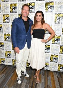 Michael Weatherly, Cote de Pablo at the "NCIS: Tony & Ziva" press line at the 2025 Comic-Con International: San Diego held at the San Diego Convention Center on July 24, 2025 in San Diego, California.