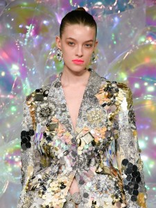 Model on the runway at the Germanier show as part of Haute Couture Fall/Winter 2025 on July 10, 2025 in Paris, France.