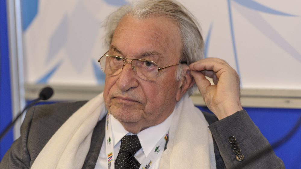 LINGOTTO FIERE, TURIN, ITALY - 2016/05/12: Franco Moschini (CEO of Poltrona Frau) speaks during the 29th International Book Fair in Turin. (Photo by Nicolò Campo/LightRocket via Getty Images)