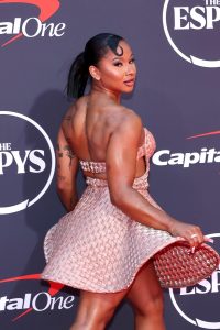 HOLLYWOOD, CALIFORNIA - JULY 16: Jordan Chiles attends the 2025 ESPY Awards at Dolby Theatre on July 16, 2025 in Hollywood, California.  (Photo by Amy Sussman/Getty Images)