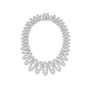 Graff 1963 Oval, Baguette, and Pavé White Diamond and Round Emerald Necklace (Diamonds 68.63 cts)