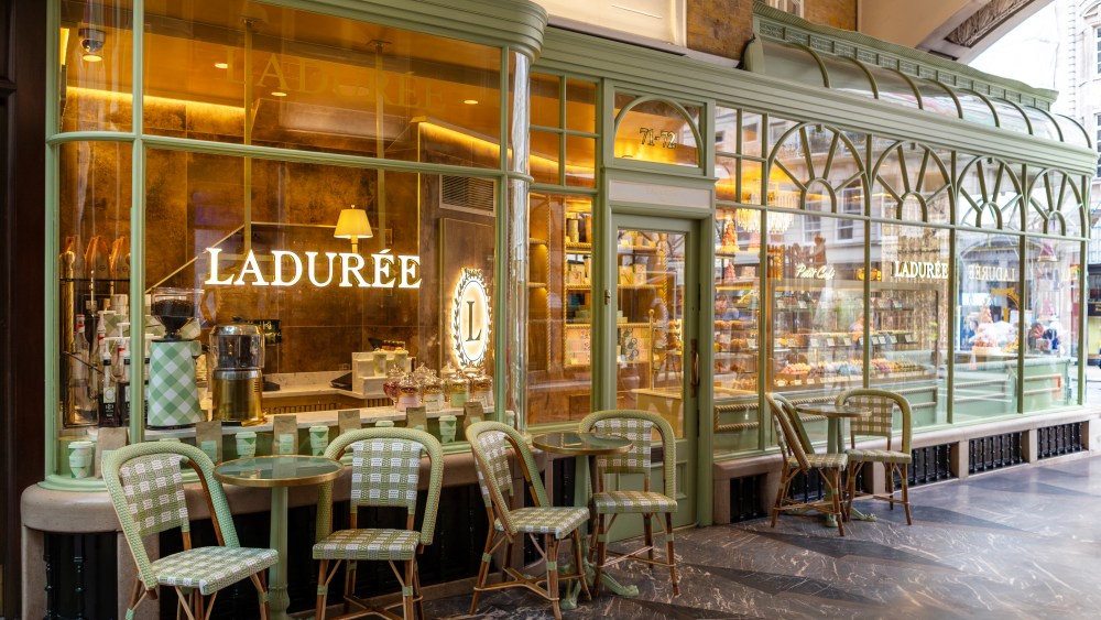 The newly-refurbished Ladurée in Burlington Arcade in London. The pastry shop is marking 20 years in business in the U.K.