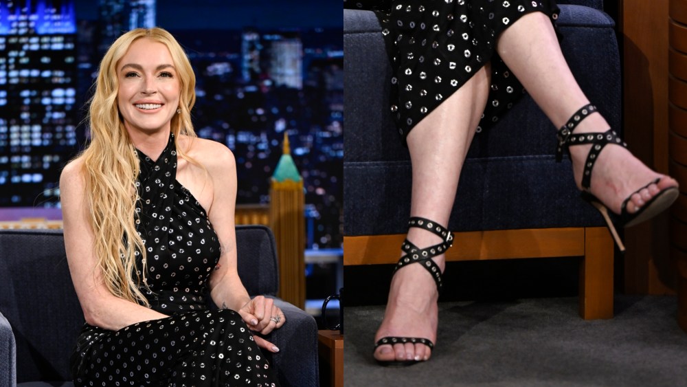 Lindsay Lohan during an interview on The Tonight Show Starring Jimmy Fallon on Monday, July 28, 2025.