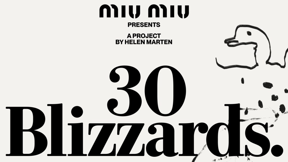 Miu Miu is bringing the "30 Blizzards." show by Helen Marten to Art Basel Paris in October.