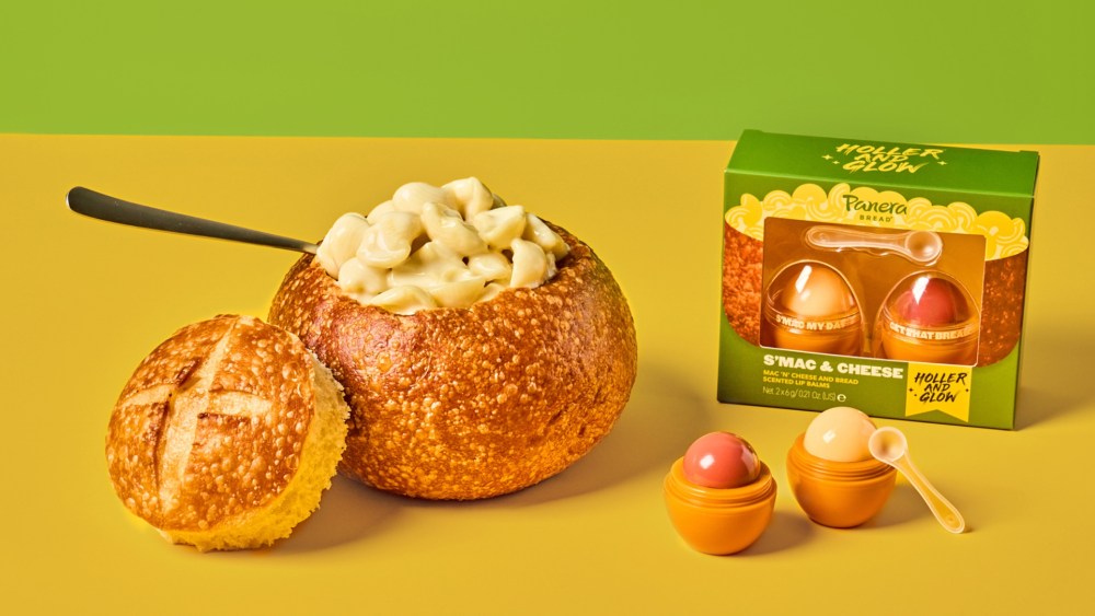 Drug store brand Holler and Glow teams up with Panera for specialized lip balm duo.
