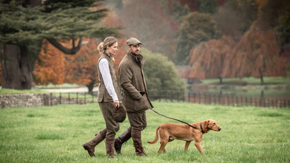 Purdey fall 2025 looks showcasing the new Tom Purdey tweed created by Giles Deacon.