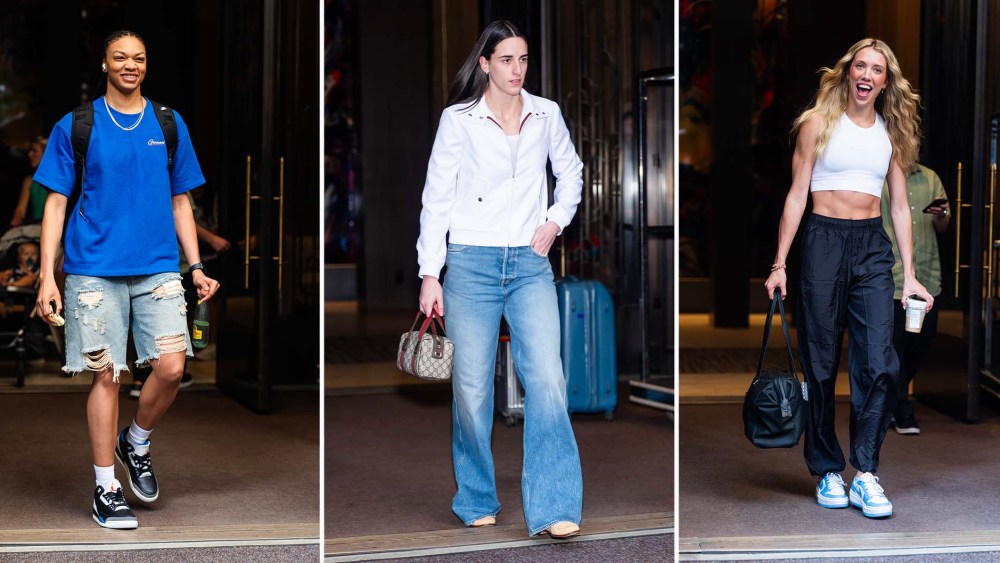 Makayla Timpson, Caitlin Clark and Lexie Hull arrive in Tribeca wearing Nike sneakers and subtle suede boots on Tuesday.