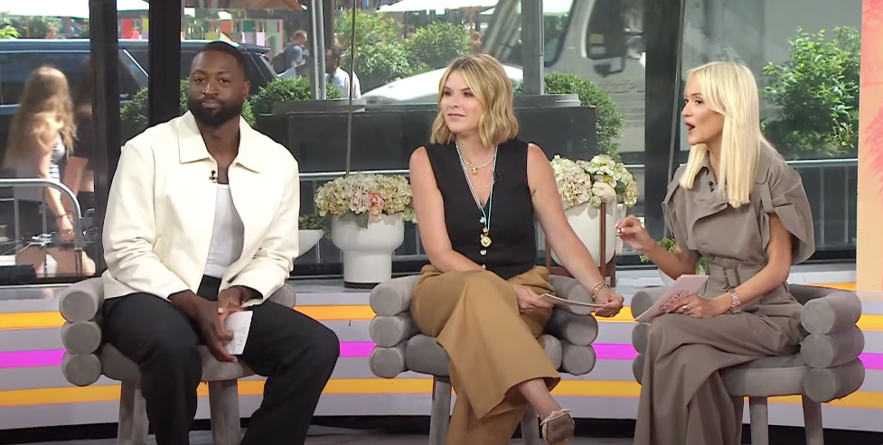 Dwyane Wade shaking his head 'Nope' as a male model walks out in flip-flops on the 'Today' show on Tuesday.