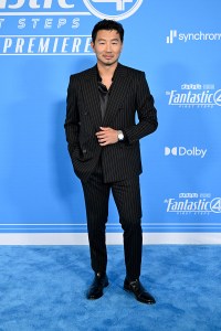 Simu Liu at "The Fantastic Four: First Steps" World Premiere held at the Dorothy Chandler Pavilion on July 21, 2025 in Los Angeles, California.