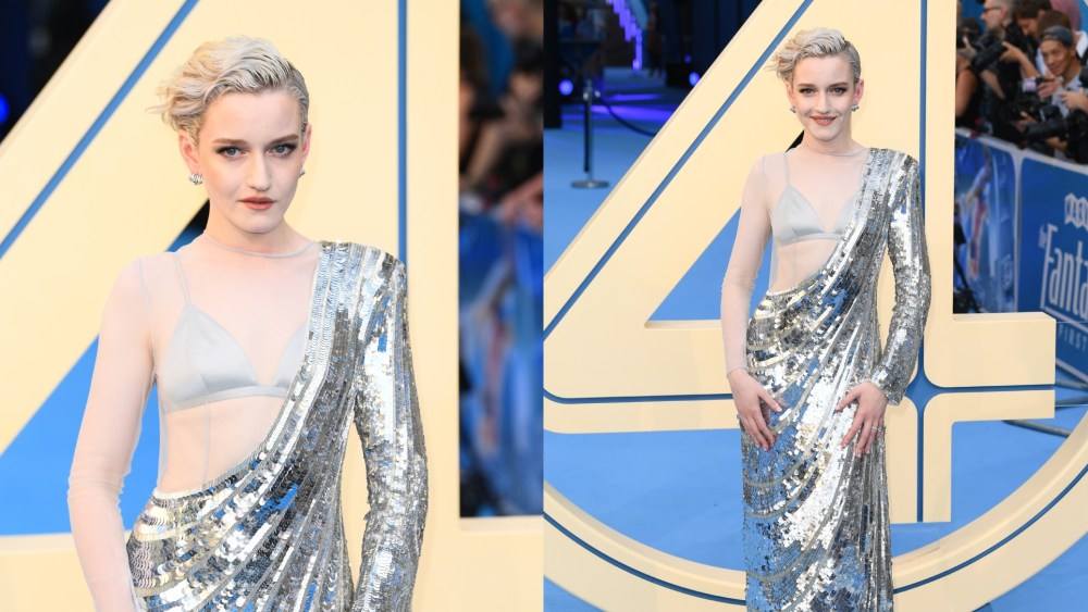 LONDON, ENGLAND - JULY 10: Julia Garner attends "The Fantastic Four: First Steps" UK Launch Event at the BFI IMAX Waterloo on July 10, 2025 in London, England. (Photo by Joe Maher/Getty Images)