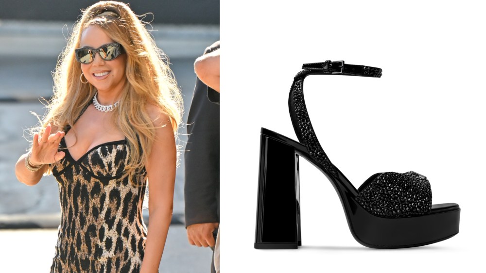 Mariah Carey Wears Shiny Strass Louis Vuitton Platforms on 'Jimmy Kimmel Live!'