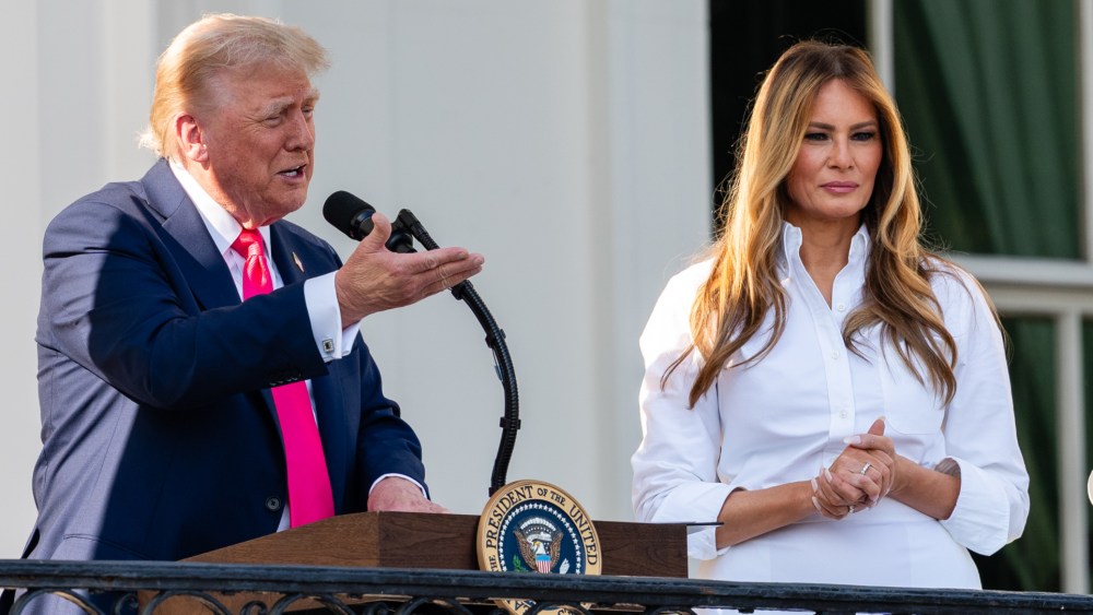 President Donald Trump and first lady Melania Trump during a Fourth of July celebration on the South Lawn of the White House in Washington, D.C. on July 4, 2025.