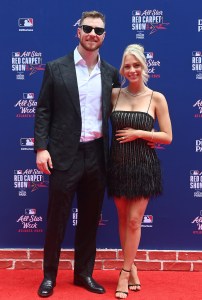 ATLANTA, GEORGIA - JULY 15: Ryan O'Hearn #32 of the Baltimore Orioles and Hannah O‚ÄôHearn attend the 2025 MLB All-Star Game red carpet at Truist Park on July 15, 2025 in Atlanta, Georgia.  (Photo by Paras Griffin/Getty Images)