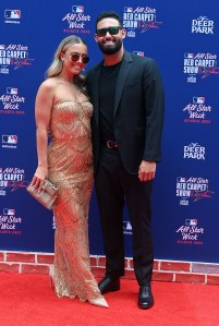 ATLANTA, GEORGIA - JULY 15: Riley Greene #31 (R) of the Detroit Tigers and guest attend the 2025 MLB All-Star Game red carpet at Truist Park on July 15, 2025 in Atlanta, Georgia.  (Photo by Paras Griffin/Getty Images)