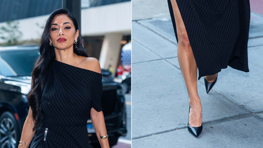 Nicole Scherzinger wearing Christian Louboutin pumps in New York City on Tuesday.