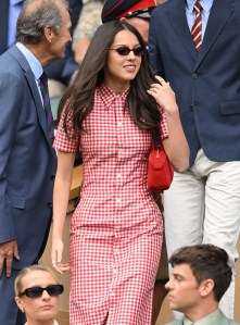 LONDON, ENGLAND - JULY 02: Olivia Rodrigo attends day three of the Wimbledon Tennis Championships at the All England Lawn Tennis and Croquet Club on July 02, 2025 in London, England.  (Photo by Karwai Tang/WireImage)