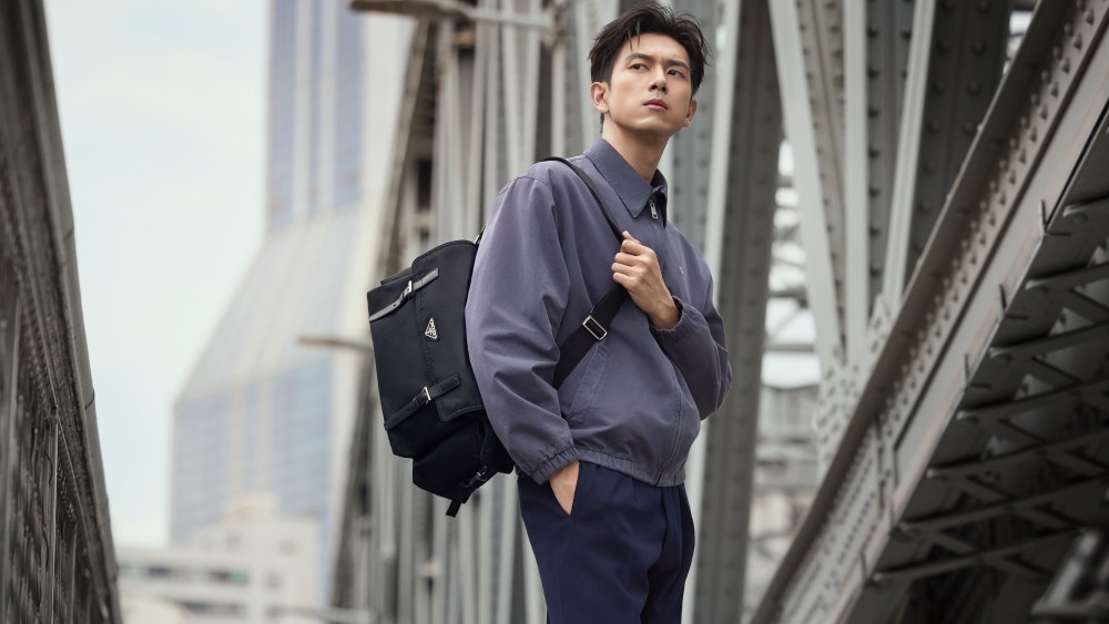 A still from Prada's Qixi campaign, fronted by brand ambassadors Li Xian and Chen Haoyu.