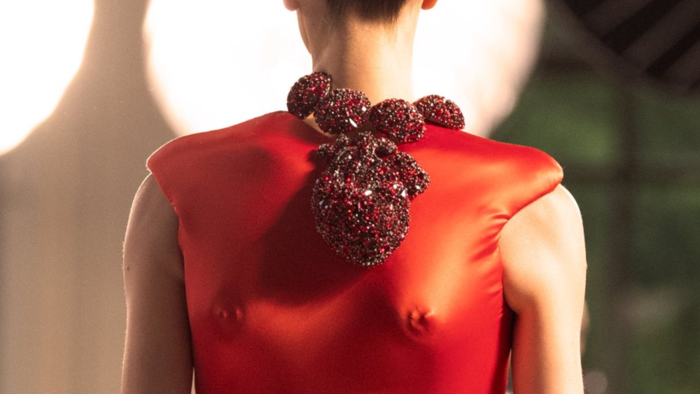 Schiaparelli's beating heart necklace at the fashion house's fall 2025 couture presentation in Paris.