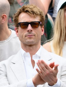 LONDON, ENGLAND - JULY 05: Glen Powell attends day six of the Wimbledon Tennis Championships at the All England Lawn Tennis and Croquet Club on July 05, 2025 in London, England. (Photo by Karwai Tang/WireImage)
