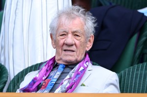 LONDON, ENGLAND - JULY 08: Sir Ian McKellen court-side on day nine of the Wimbledon Tennis Championships at the All England Lawn Tennis and Croquet Club on July 08, 2025 in London, England. (Photo by Karwai Tang/WireImage)