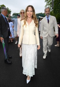 LONDON, ENGLAND - JULY 02: Leslie Mann attends day three of the Wimbledon Tennis Championships at the All England Lawn Tennis and Croquet Club on July 02, 2025 in London, England.  (Photo by Karwai Tang/WireImage)