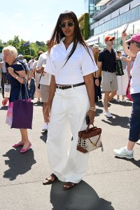 LONDON, ENGLAND - JULY 10: Sabrina Elba attends day eleven of the Wimbledon Tennis Championships at the All England Lawn Tennis and Croquet Club on July 10, 2025 in London, England.  (Photo by Karwai Tang/WireImage)
