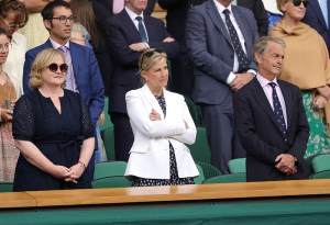 LONDON, ENGLAND - JULY 07: Sophie, Duchess of Edinburgh, looks on from the Royal Box after the Gentlemen's Singles fourth round match between Novak Djokovic of Serbia against Alex De Minaur of Australia following the  on day eight of The Championships Wimbledon 2025 at All England Lawn Tennis and Croquet Club on July 07, 2025 in London, England. (Photo by Julian Finney/Getty Images)
