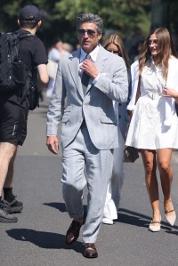 LONDON, ENGLAND - JULY 13: Patrick Dempsey arrives at day fourteen of the Wimbledon Tennis Championships at the All England Lawn Tennis and Croquet Club on July 13, 2025 in London, England. (Photo by Neil Mockford/GC Images)