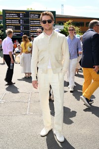 LONDON, ENGLAND - JULY 09: Joe Alwyn, wearing Ralph Lauren, attends day ten of the Wimbledon Tennis Championships at the All England Tennis and Croquet Club at on July 09, 2025 in London, England. (Photo by Karwai Tang/Getty Images for Ralph Lauren)