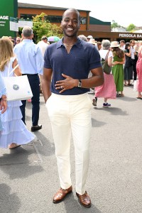 LONDON, ENGLAND - JULY 09: Ncuti Gatwa, wearing Ralph Lauren, attends day ten of the Wimbledon Tennis Championships at the All England Tennis and Croquet Club at on July 09, 2025 in London, England. (Photo by Karwai Tang/Getty Images for Ralph Lauren)