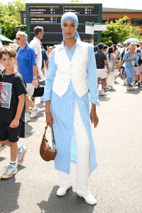 LONDON, ENGLAND - JULY 09: Ikram Abdi Omar, wearing Ralph Lauren, attends day ten of the Wimbledon Tennis Championships at the All England Tennis and Croquet Club at on July 09, 2025 in London, England. (Photo by Karwai Tang/Getty Images for Ralph Lauren)