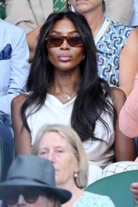 LONDON, ENGLAND - JULY 13: Naomi Campbell attends day fourteen of the Wimbledon Tennis Championships at the All England Lawn Tennis and Croquet Club at All England Lawn Tennis and Croquet Club on July 13, 2025 in London, England. (Photo by Karwai Tang/WireImage)
